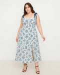 Floral Knotted Split Midi Dress Curve & Plus