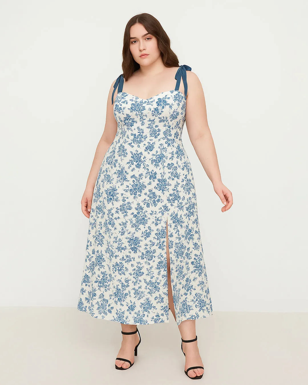 Floral Knotted Split Midi Dress Curve & Plus