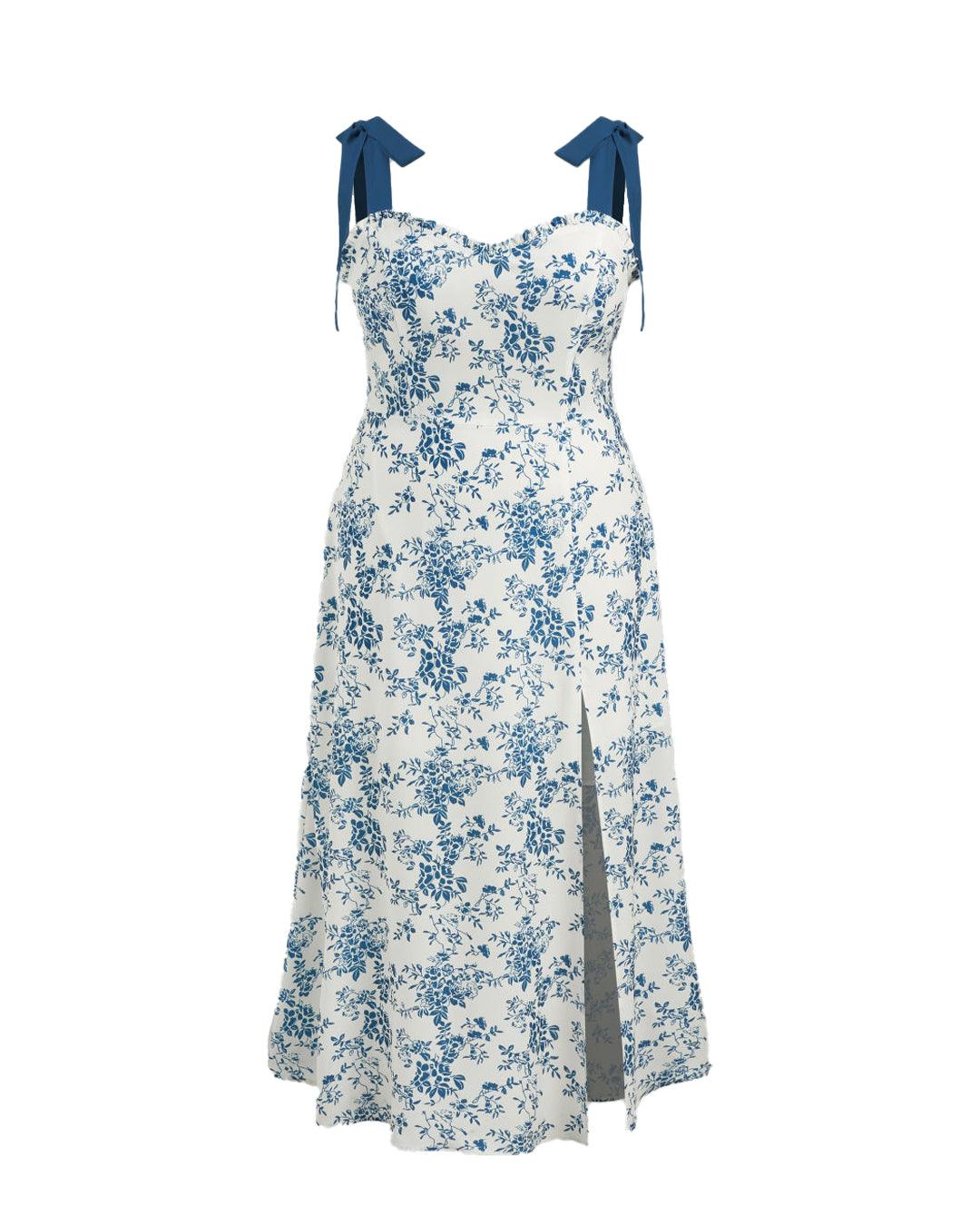 Floral Knotted Split Midi Dress Curve & Plus