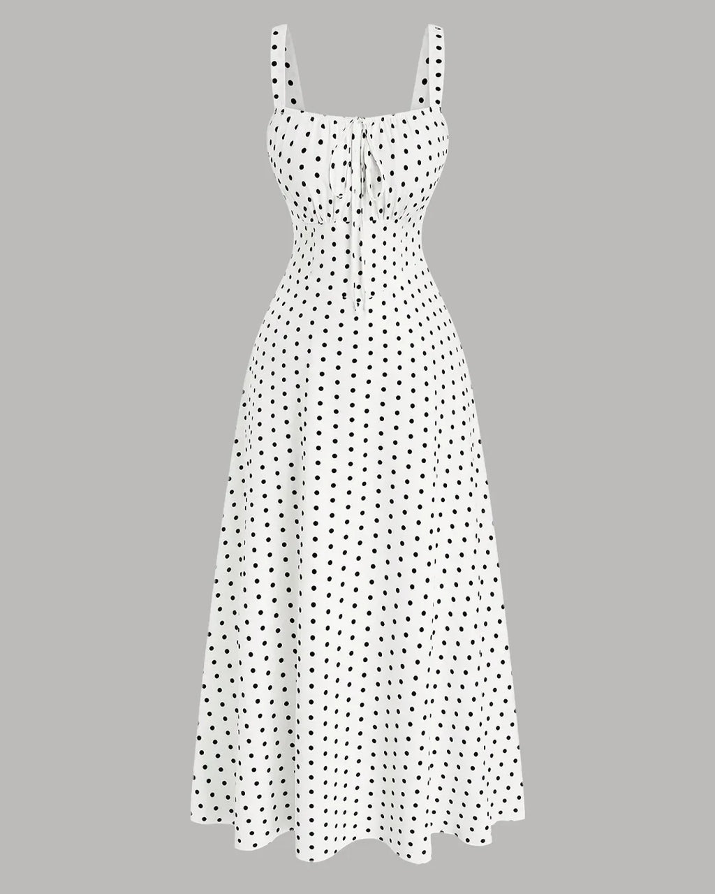 Polka Dot Sleeveless Maxi Dress in White