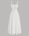Polka Dot Sleeveless Maxi Dress in White