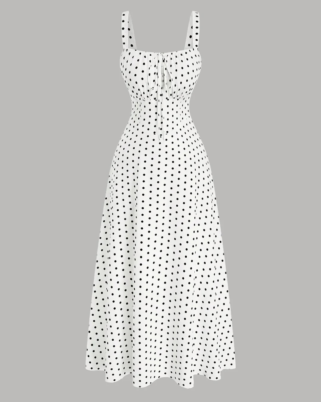 Polka Dot Sleeveless Maxi Dress in White