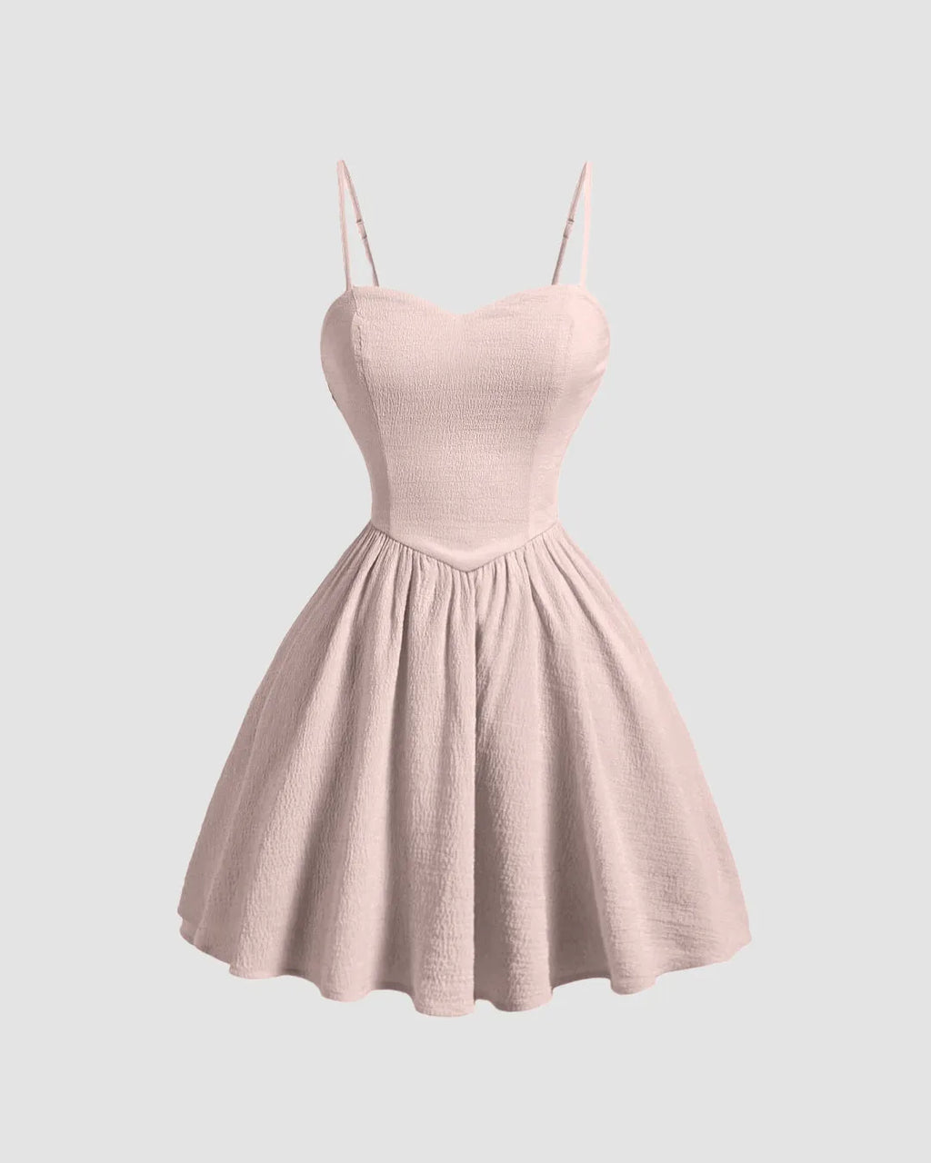 Powder Pink Sleeveless Flared Mini Dress