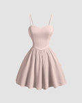 Powder Pink Sleeveless Flared Mini Dress