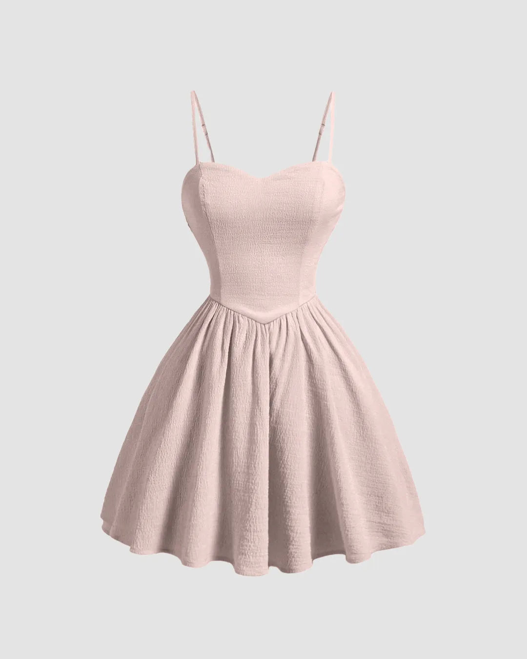 Powder Pink Sleeveless Flared Mini Dress