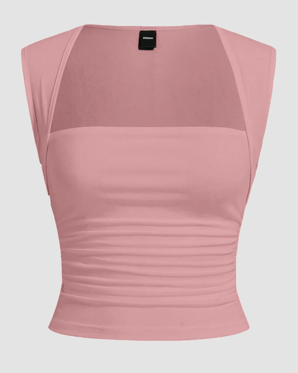 Powder Pink Square Neck Ruched Crop Top