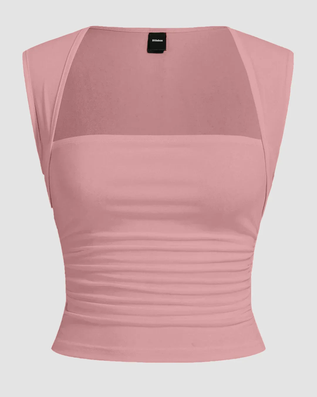 Powder Pink Square Neck Ruched Crop Top