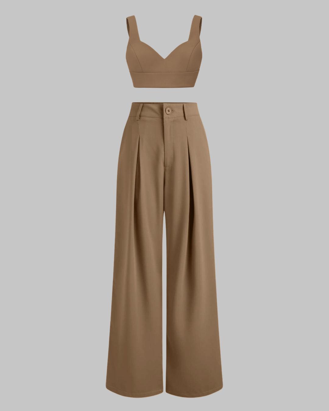 Premium Quality Set Of Two Cropped Top With Korean Style Baggy Trouser