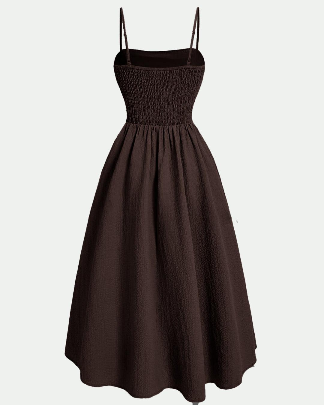 Vintage Retro Spaghetti Strap Chocolate Brown Dress