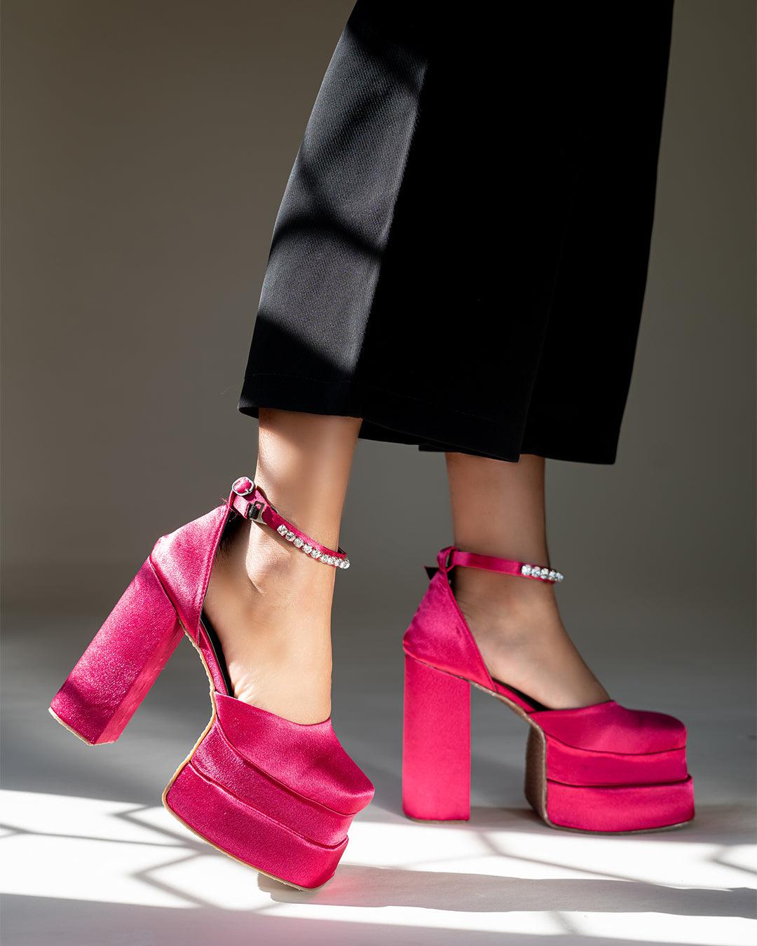 Rhinestone Platform Pink Heels
