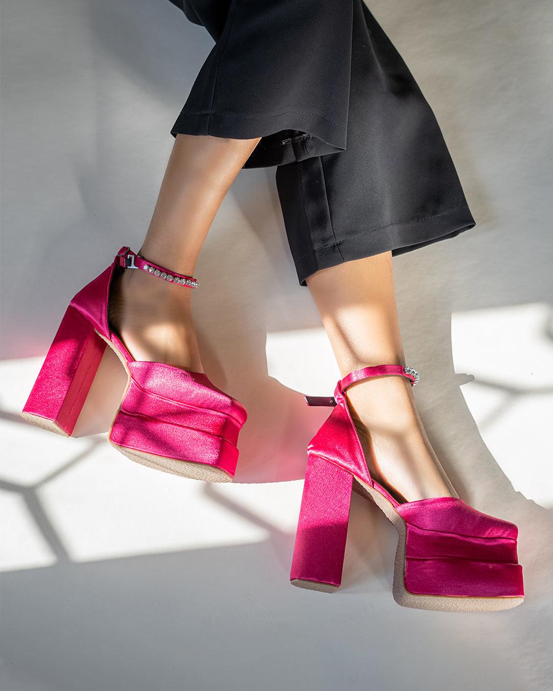 Rhinestone Platform Pink Heels