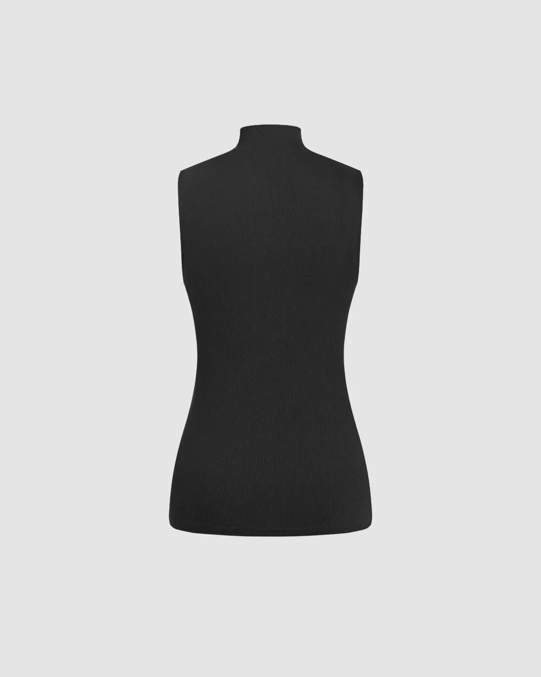 Ribbed Mock Neck Sleeveless Side Twisted Top In Black