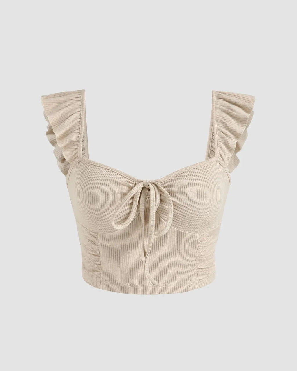 Ribbed apricot frill top