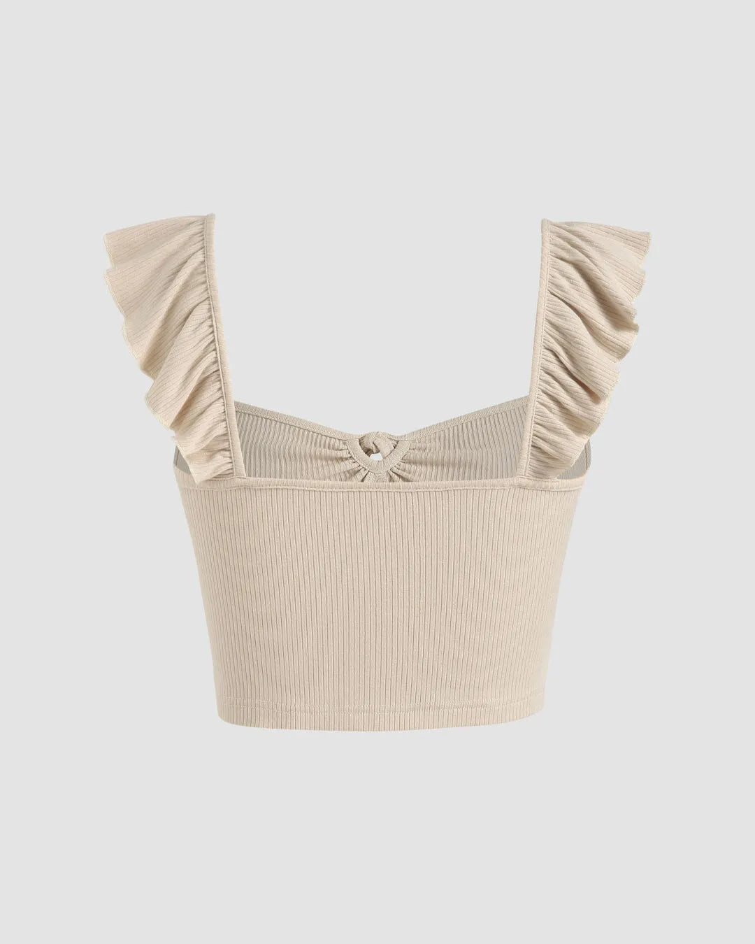 Ribbed apricot frill top