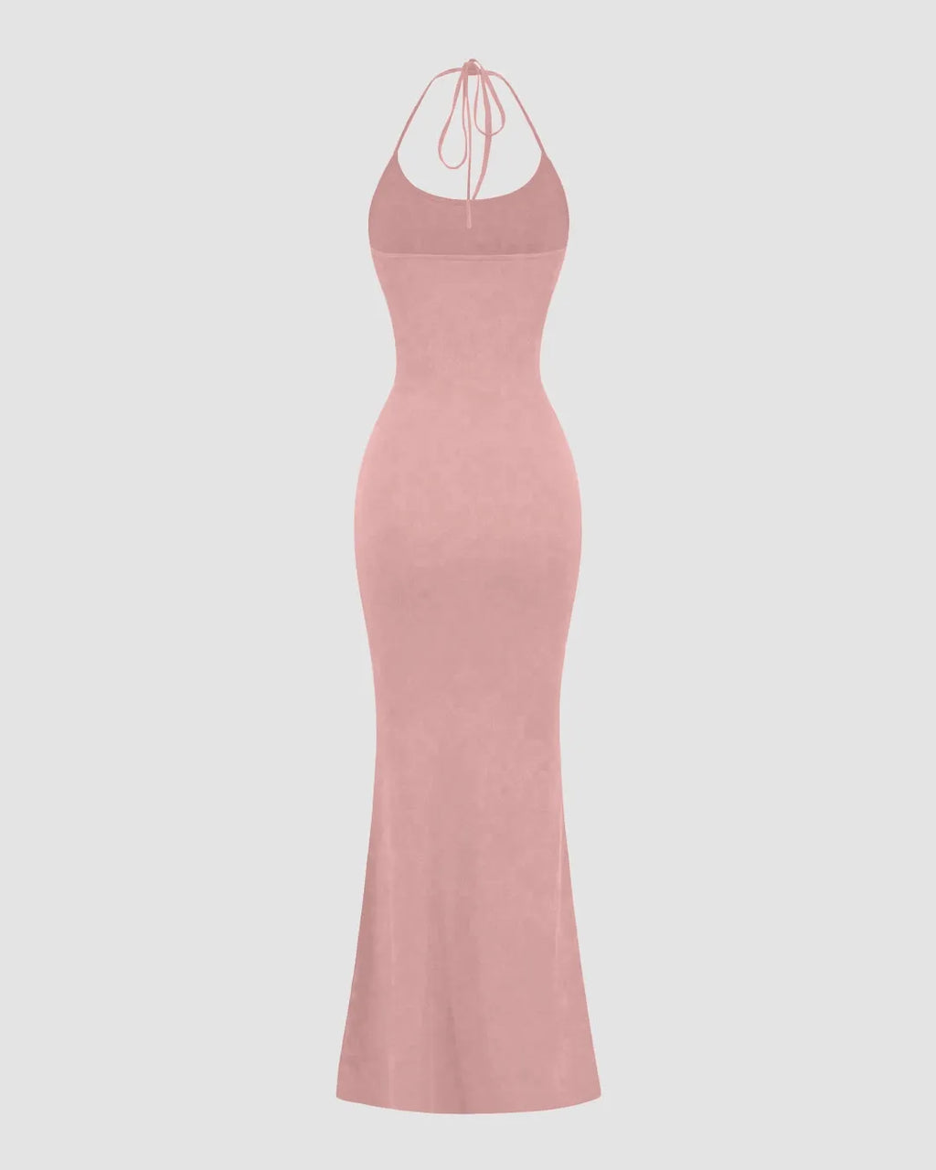 Rose Halter-Neck Bodycon Maxi Dress With Sleek Minimalist Design