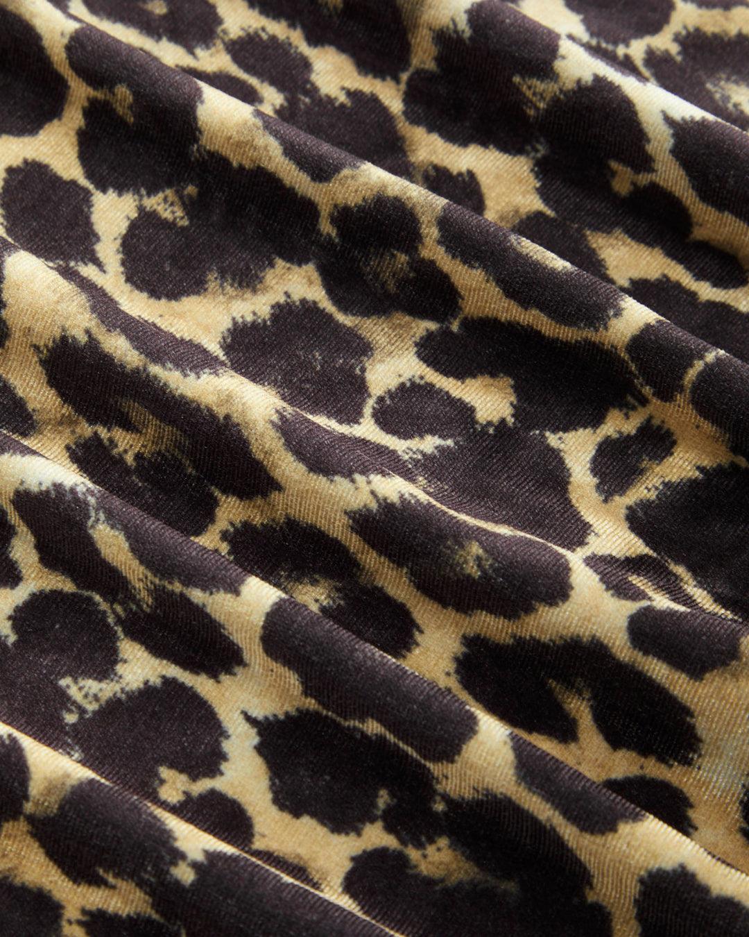 Round Neck Long Sleeve Black Top & Mid Rise Leopard Print Wide Pants Set