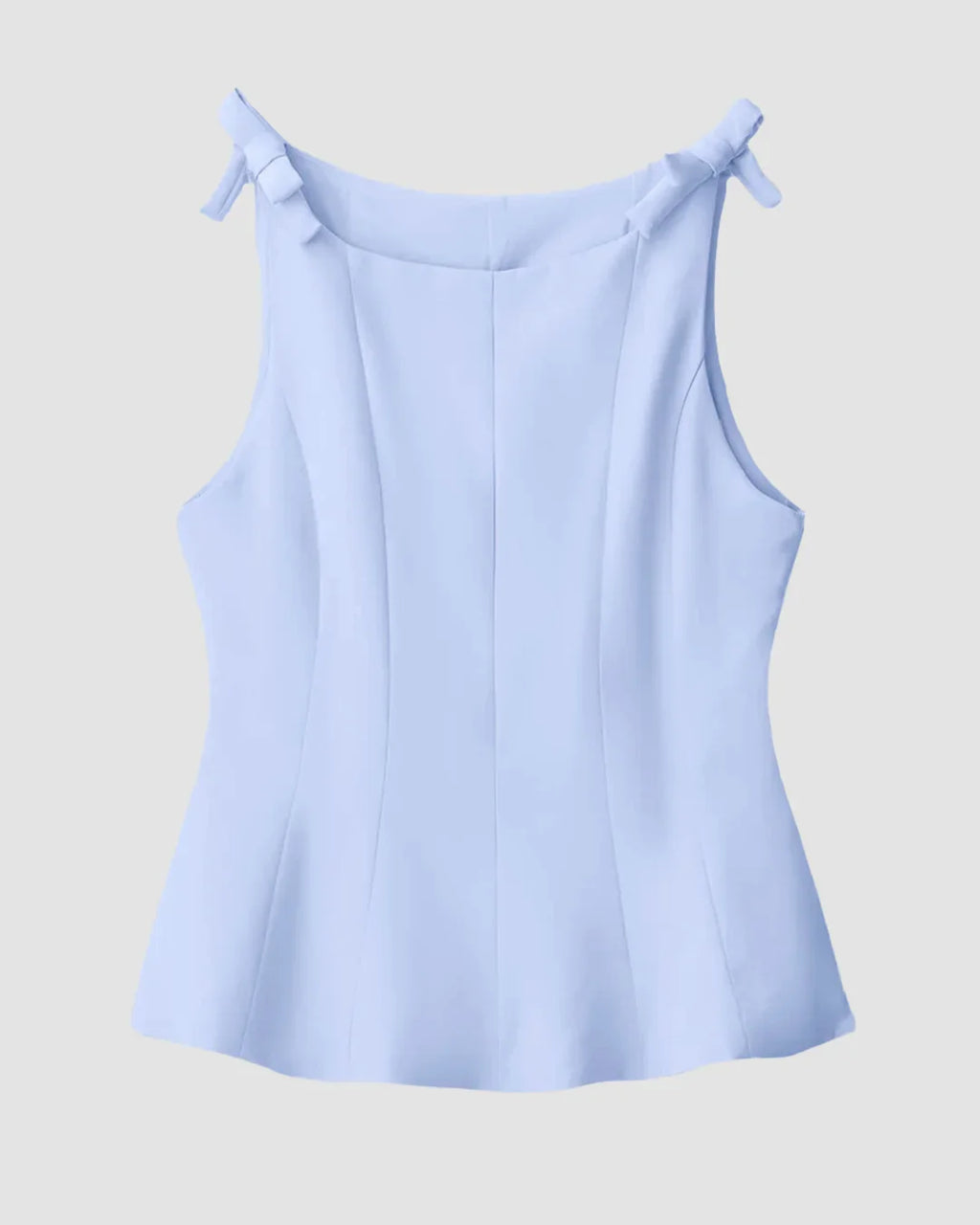 Round Neck Sleeveless Panelled Peplum Style Top in Blue