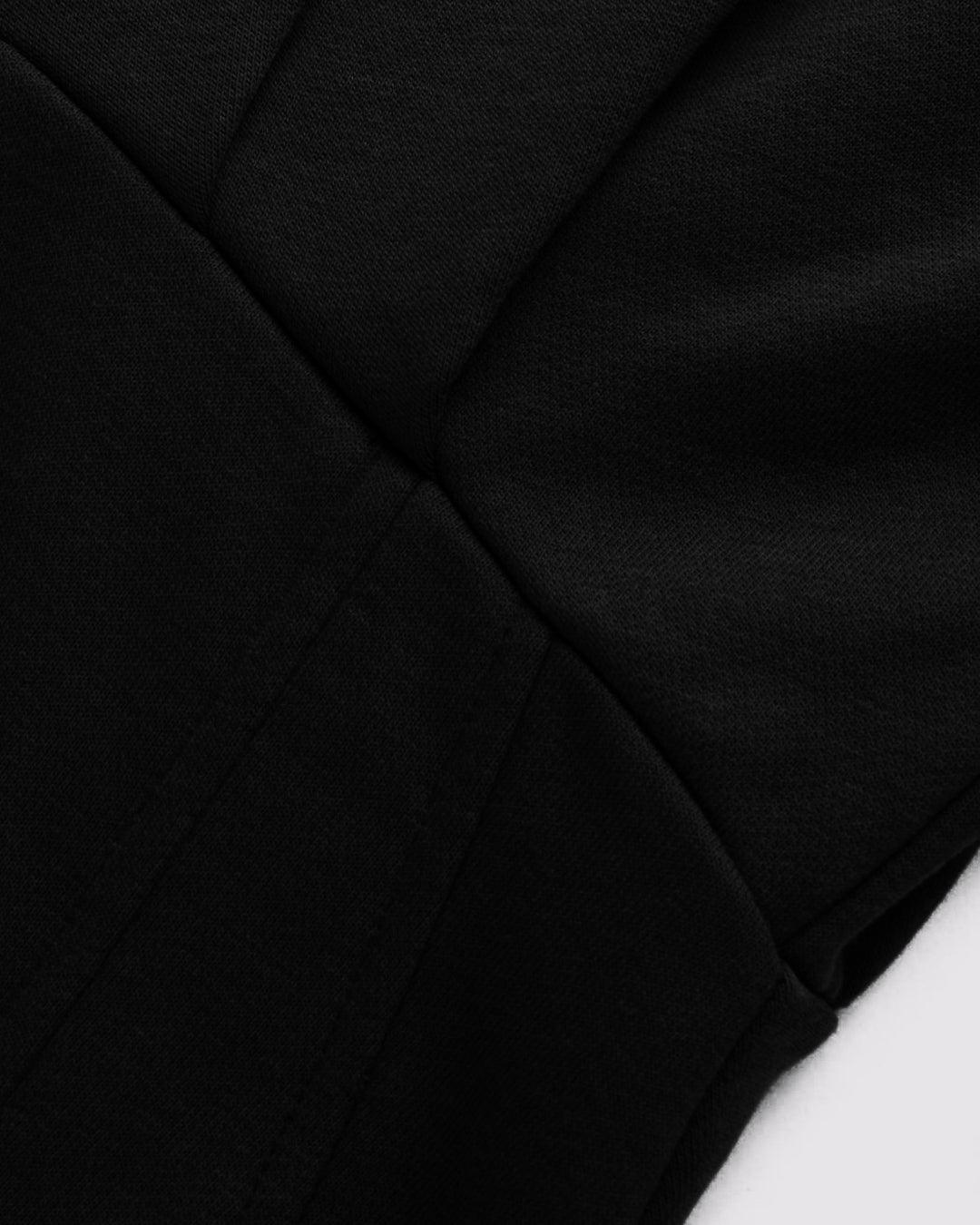 Round Neckline Asymmetrical Ruffle Mini Dress In Black