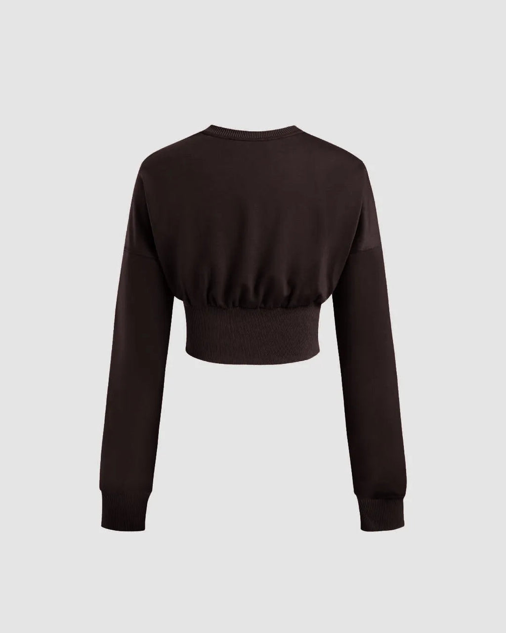 Round Neckline Ruched Sweatshirt In Chocolate Brown