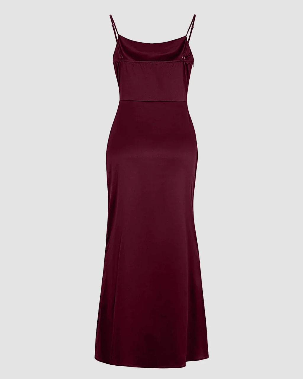 Ruched Cowl Neck Maxi Dress in Maroon