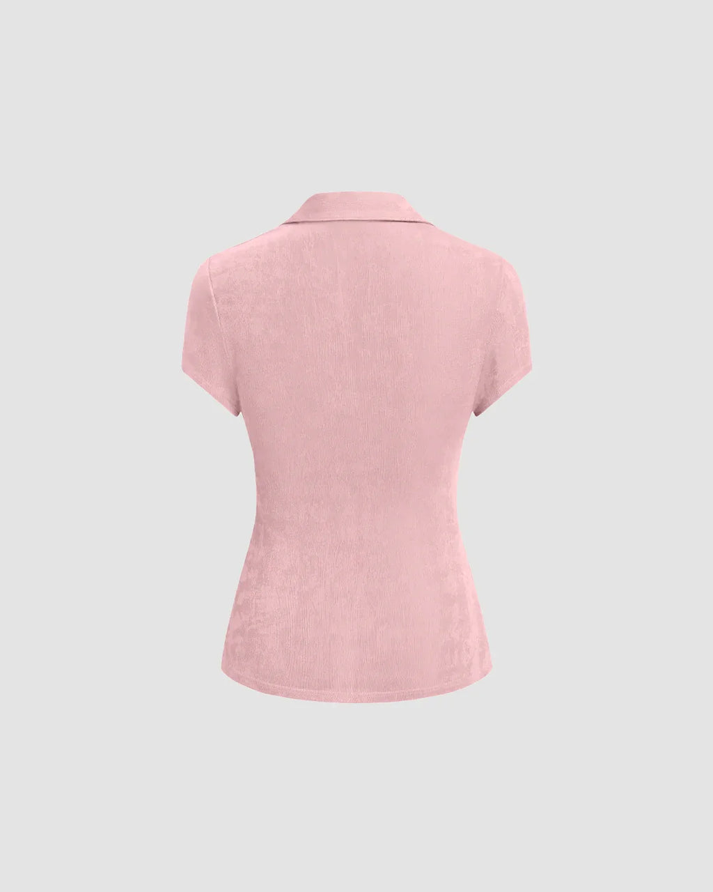 Ruched Front Collared Short Sleeve Top in Dusty Pink