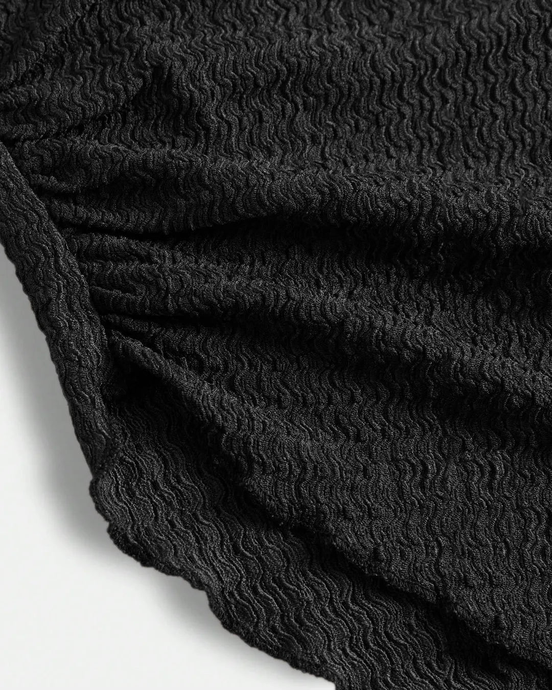 Ruched Long Sleeve Fitted Knit Top and Flare Pants Two Piece Set in Black