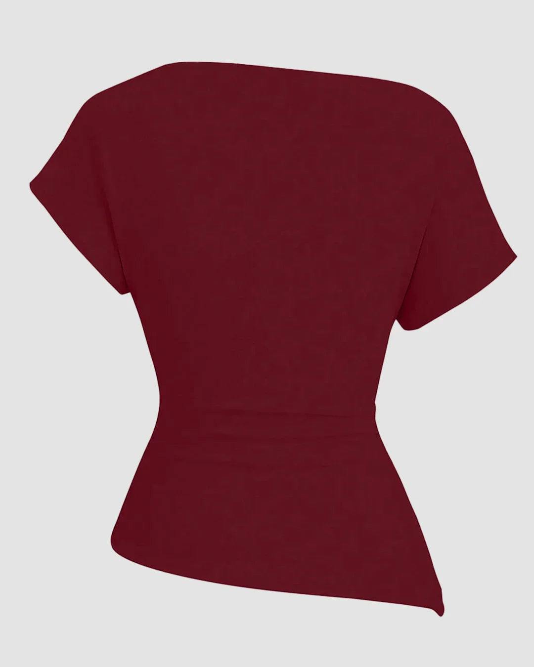 Ruched One Shoulder Asymmetric Top in Maroon