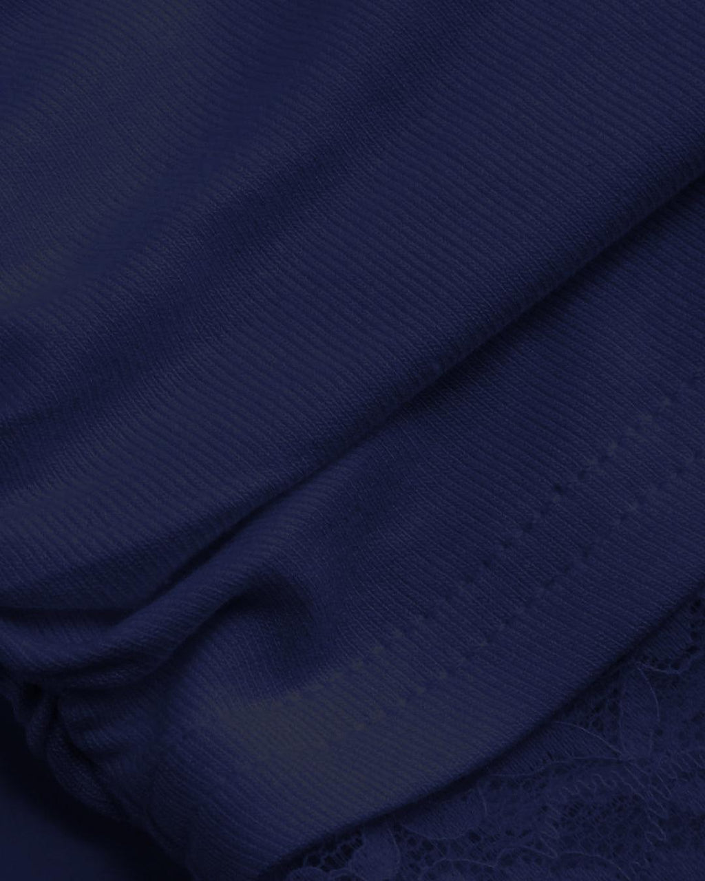 Ruched Square Neck Full Sleeve Solid Top in Navy Blue