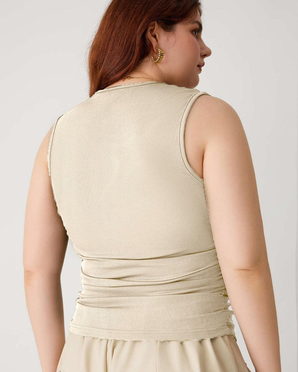 Ruched Square Neck Off-White Crop Top Curve & Plus