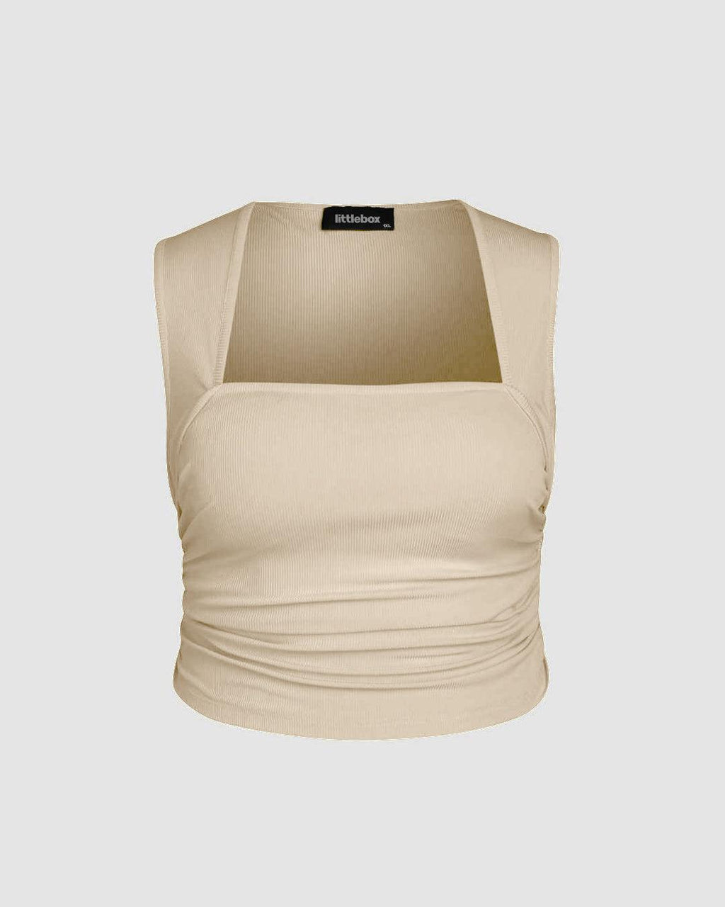 Ruched Square Neck Off-White Crop Top Curve & Plus