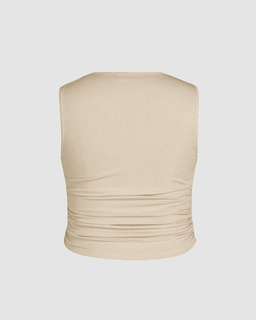 Ruched Square Neck Off-White Crop Top Curve & Plus