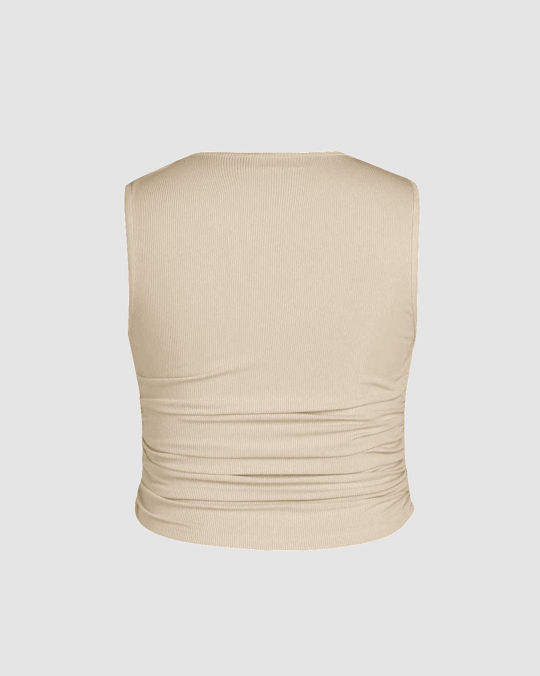 Ruched Square Neck Off-White Crop Top Curve & Plus