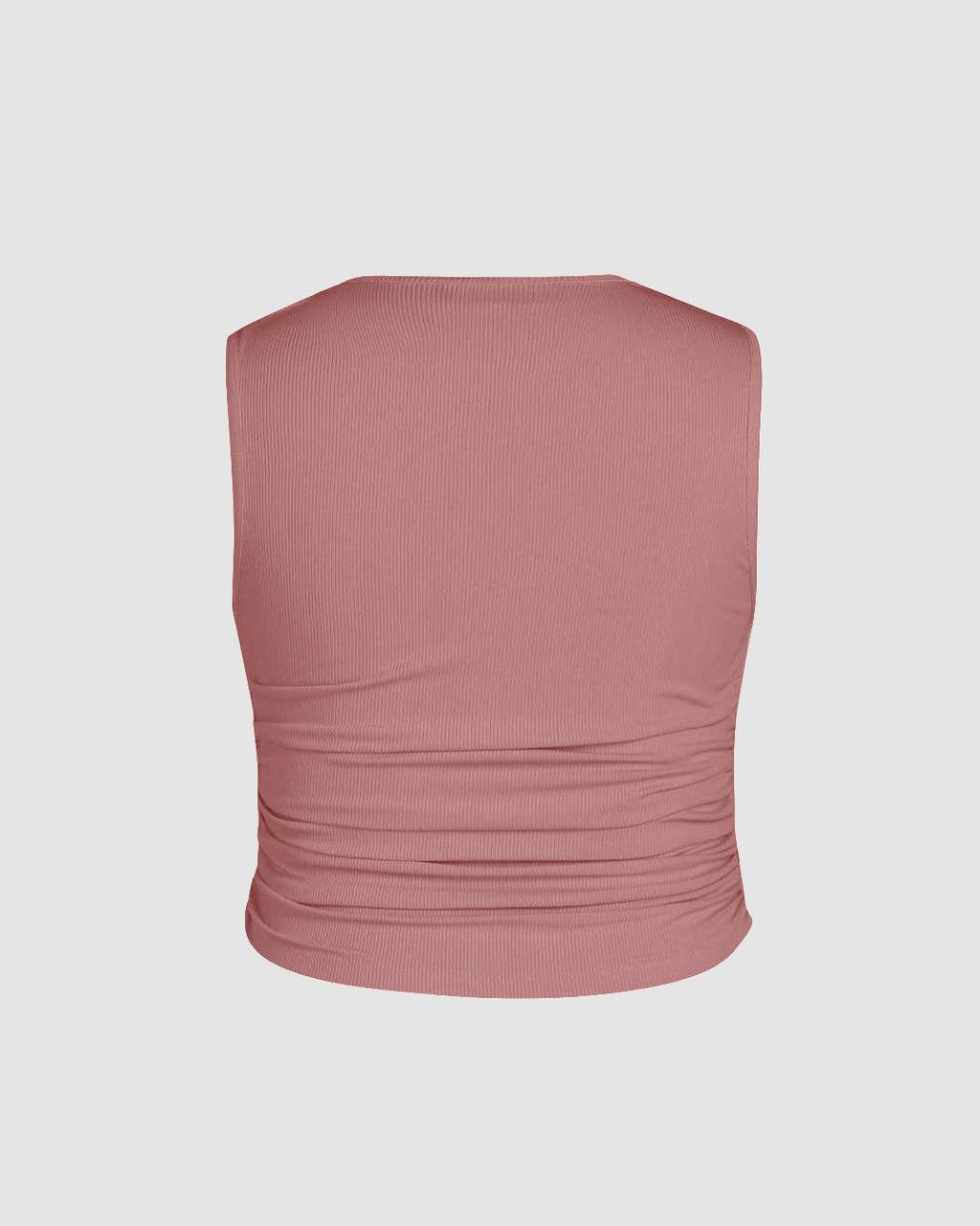 Ruched Square Neck Pink Crop Top Curve & Plus