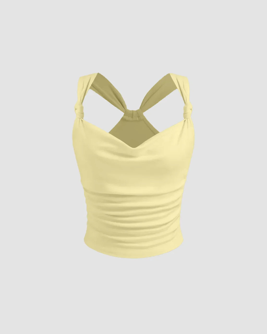Ruched Strap Sweetheart Neck Sleeveless Top in Vanilla