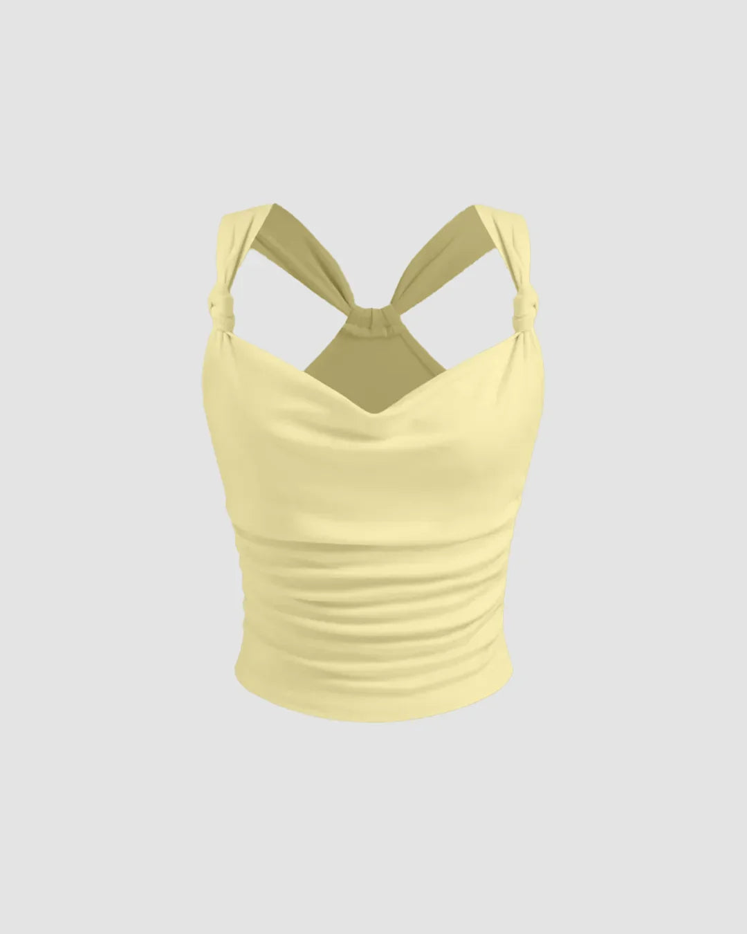 Ruched Strap Sweetheart Neck Sleeveless Top in Vanilla