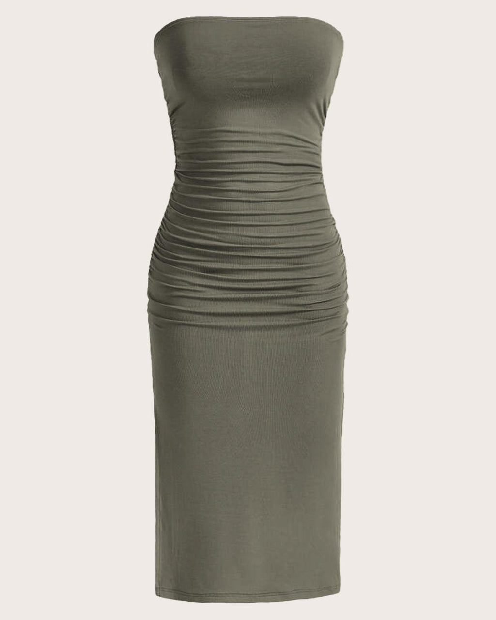 Ruched Strapless Bodycon Tube Dress In Green