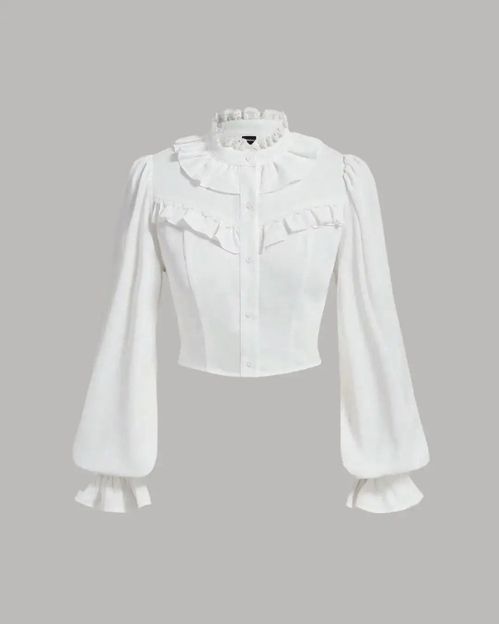 Ruffle Trim Flounce Sleeve Cropped Long Sleeve Top