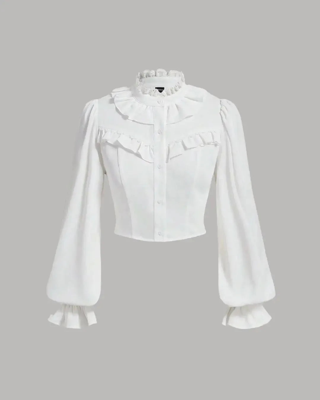 Ruffle Trim Flounce Sleeve Cropped Long Sleeve Top