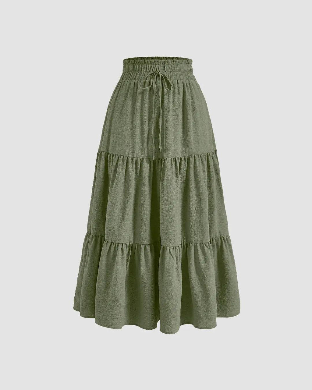 Ruffled Front Knot Skirt In Herbal Green