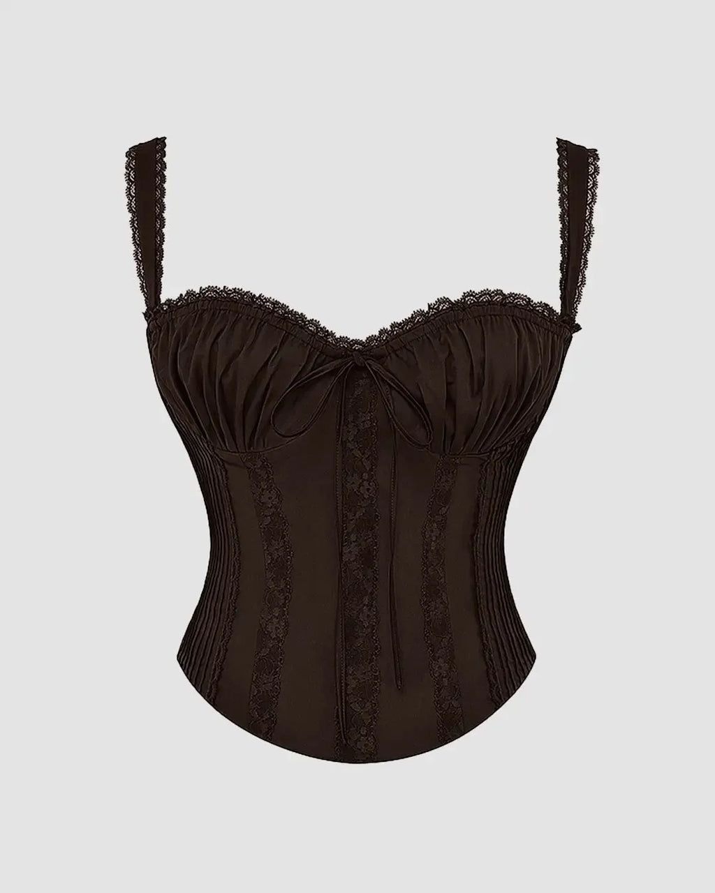 Sculpted Fit Wide lace-trimmed Corset Top In Chocolate