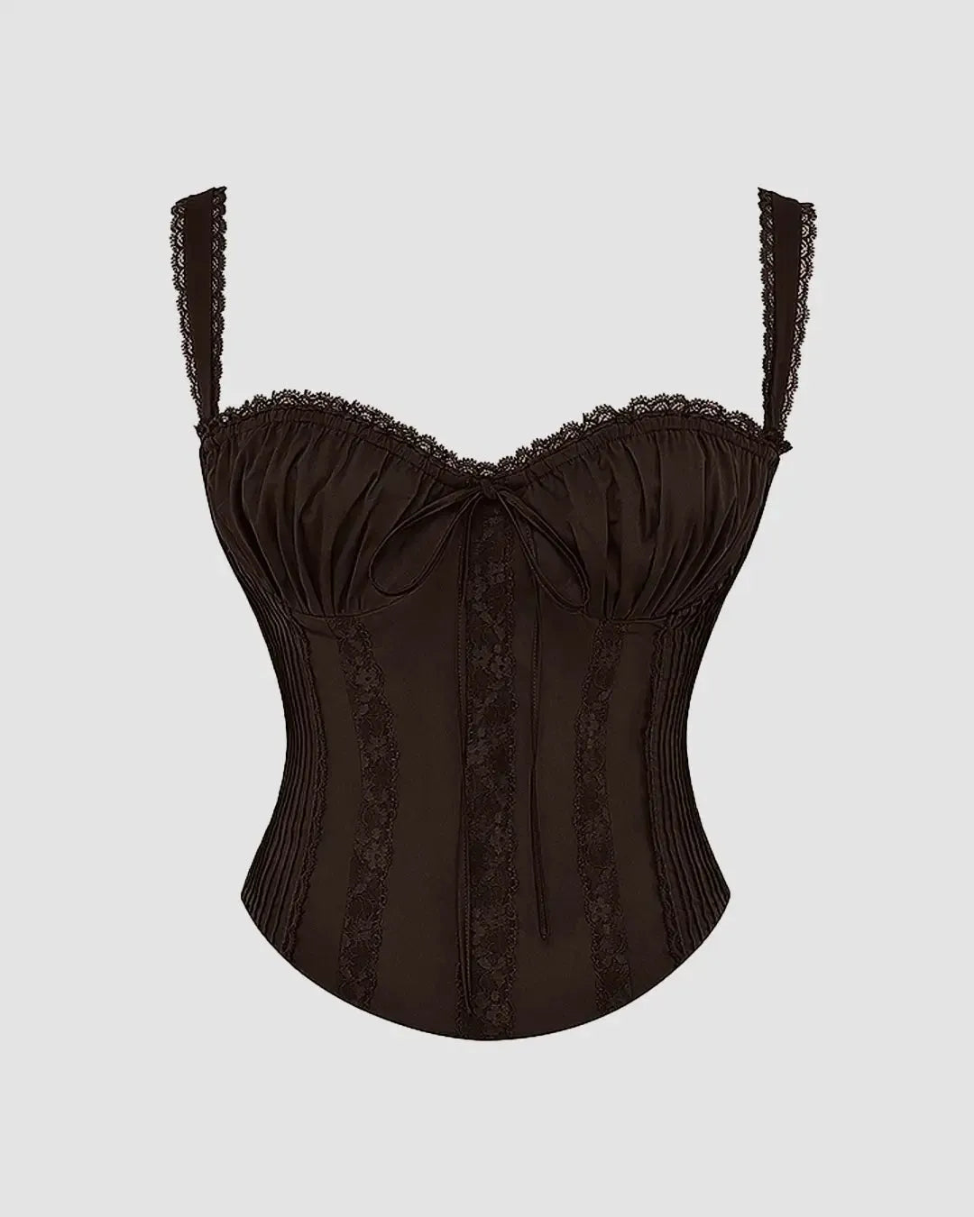 Sculpted Fit Wide lace-trimmed Corset Top In Chocolate
