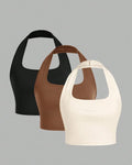 Set Of 3 -  Halter Neck Cropped Camisole Top