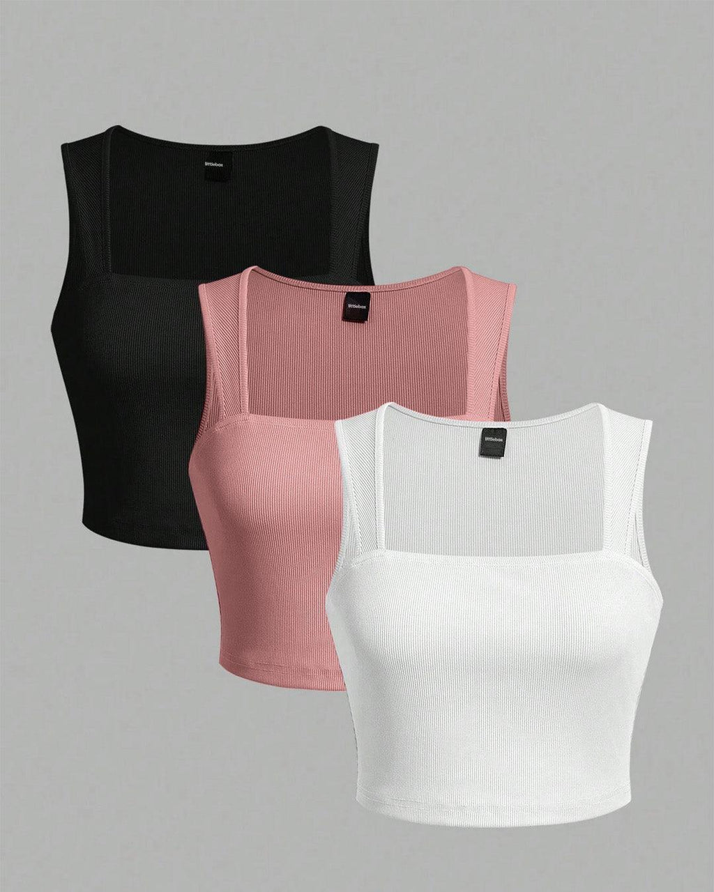 Set Of 3 - Slim-Fit Ribbed Women Tank Tops