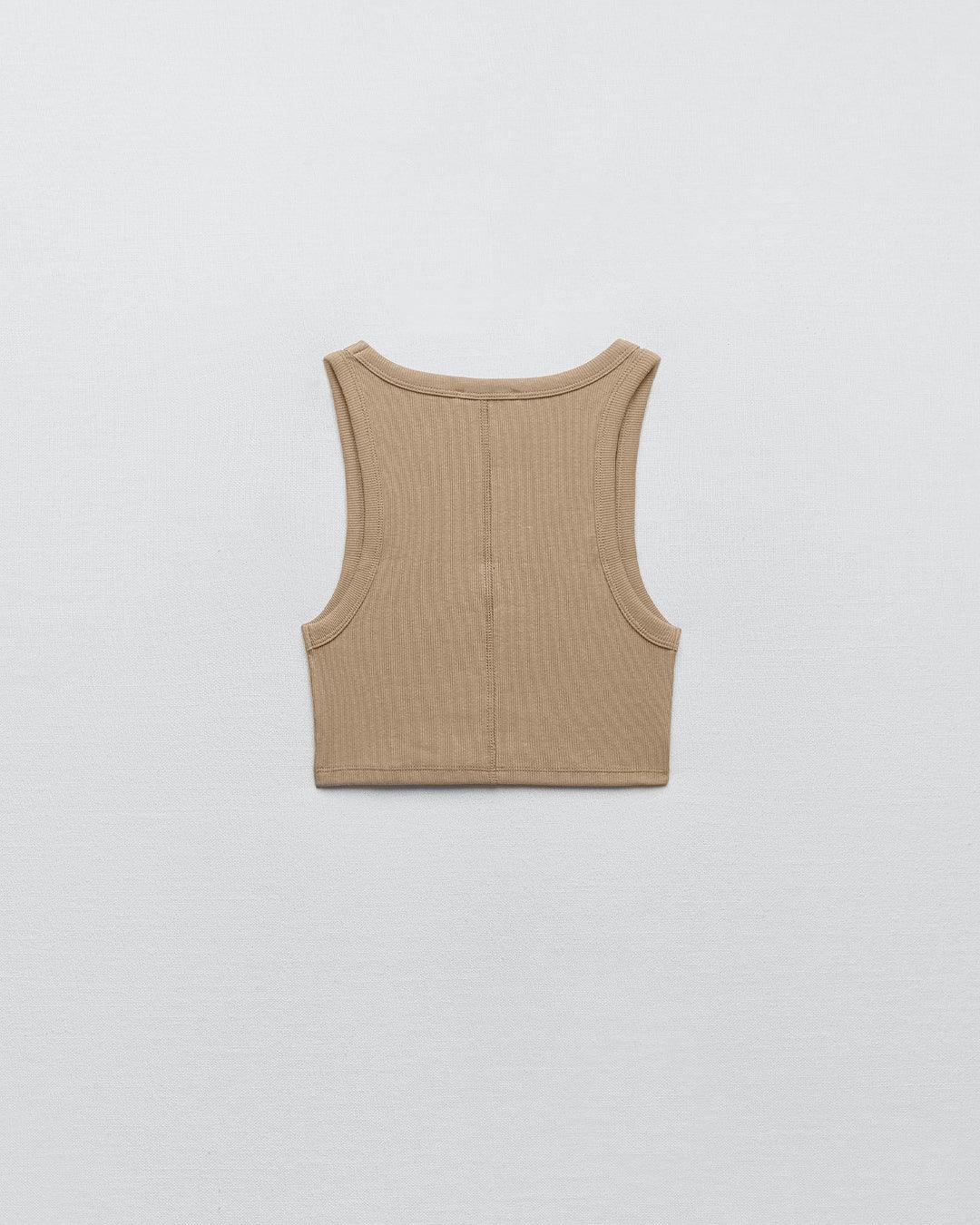 Set Of Two : Corset Style Top & Relaxed Fit Joggers in Light Brown