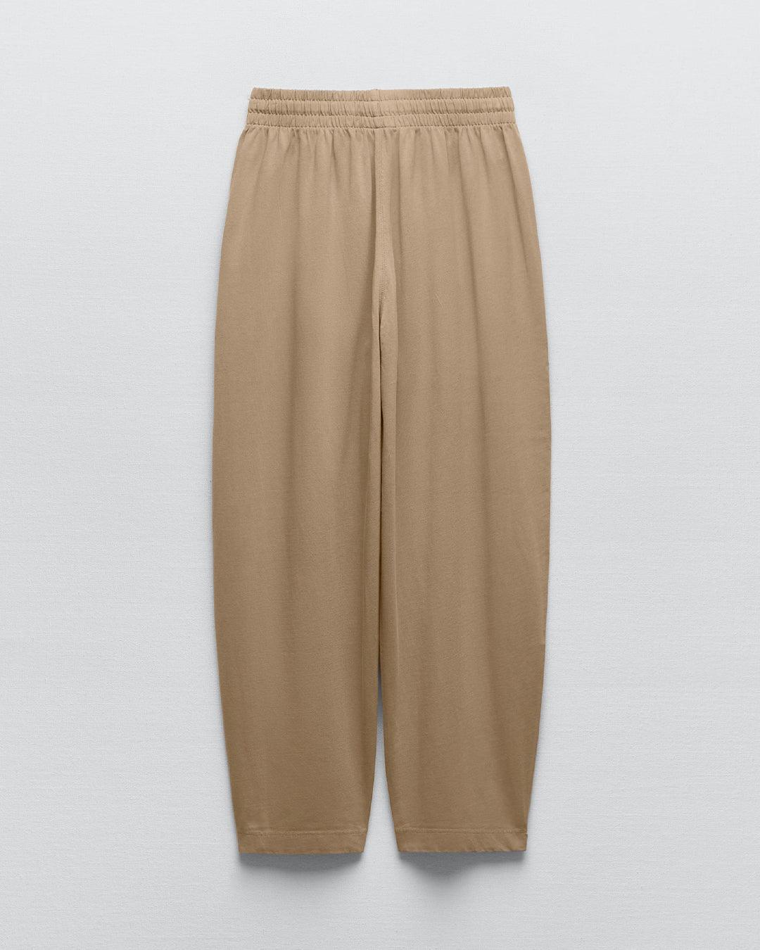 Set Of Two : Corset Style Top & Relaxed Fit Joggers in Light Brown