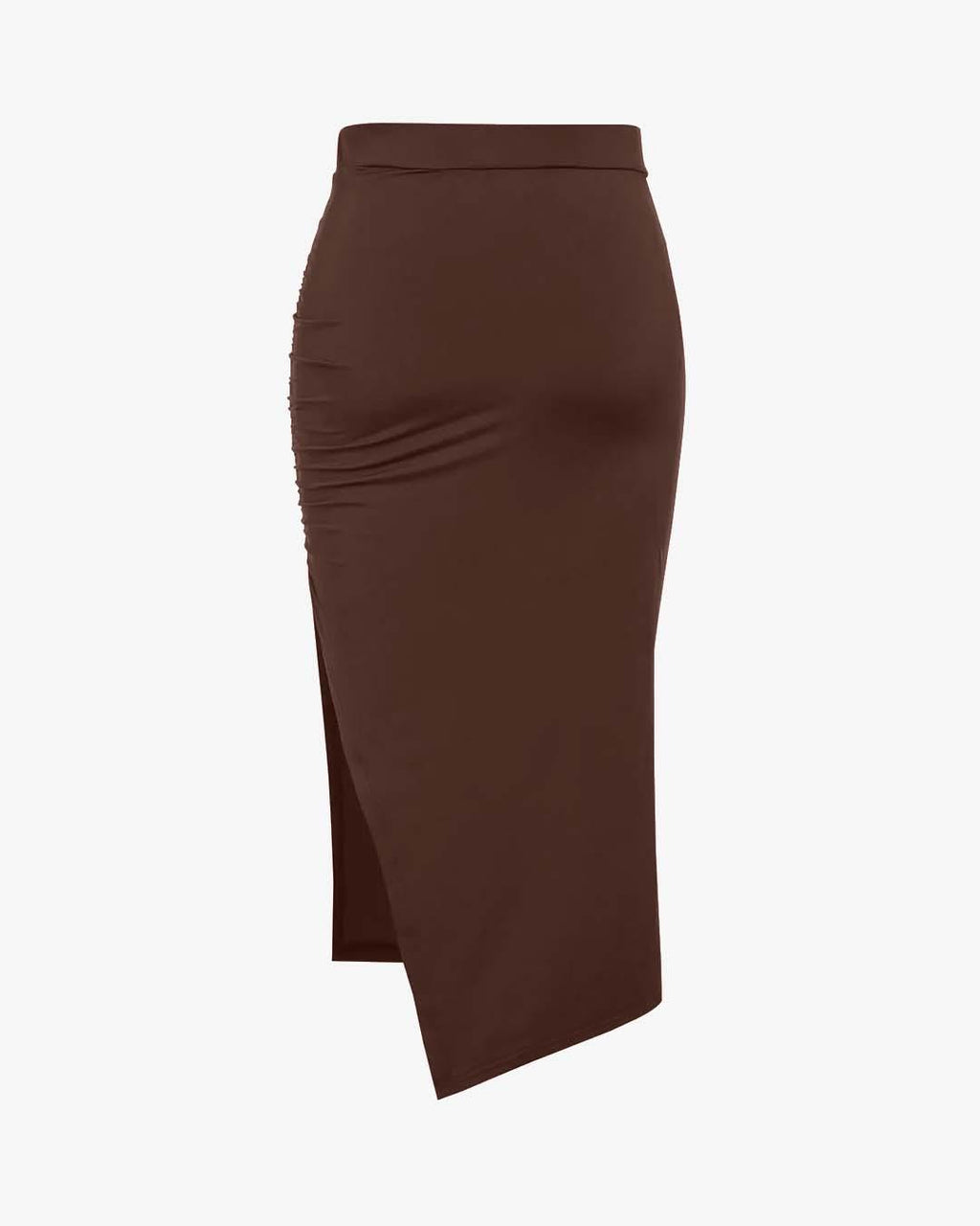 Set Of Two: Crop Top With High Waisted Side Split Skirt In Brown