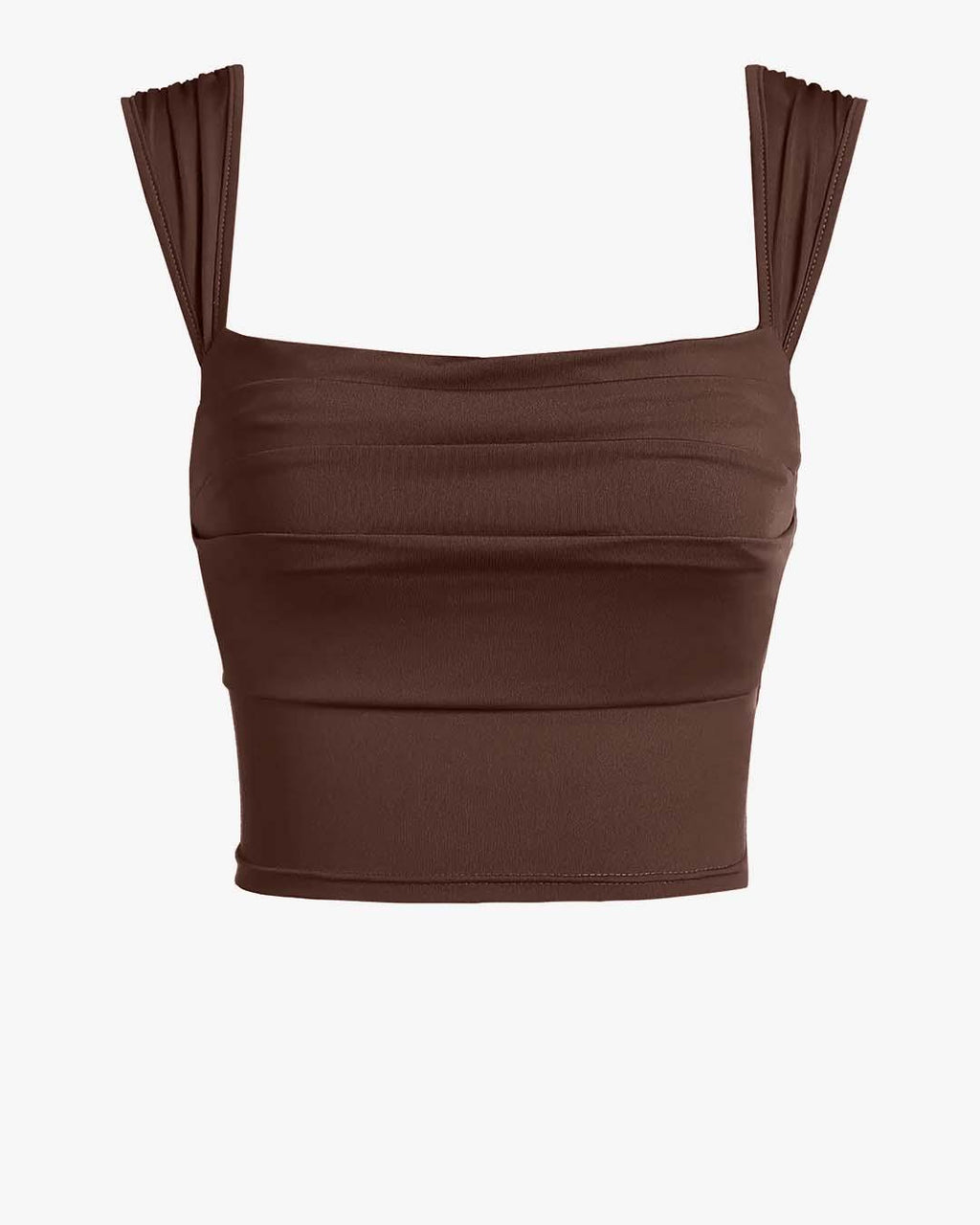 Set Of Two: Crop Top With High Waisted Side Split Skirt In Brown