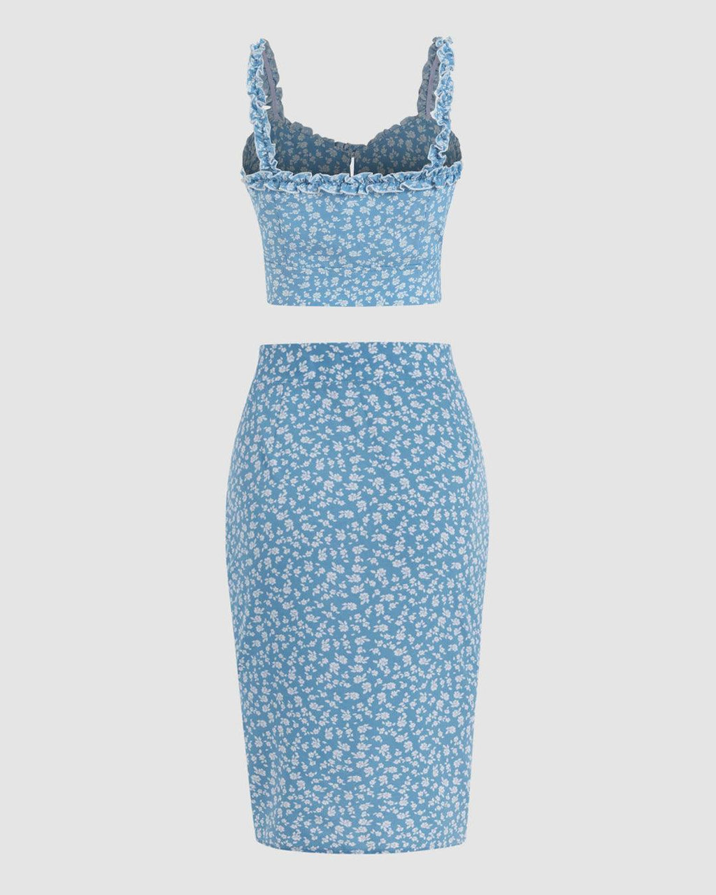 Set Of Two Floral Ditsy Print Sleeveless Top & Skirt