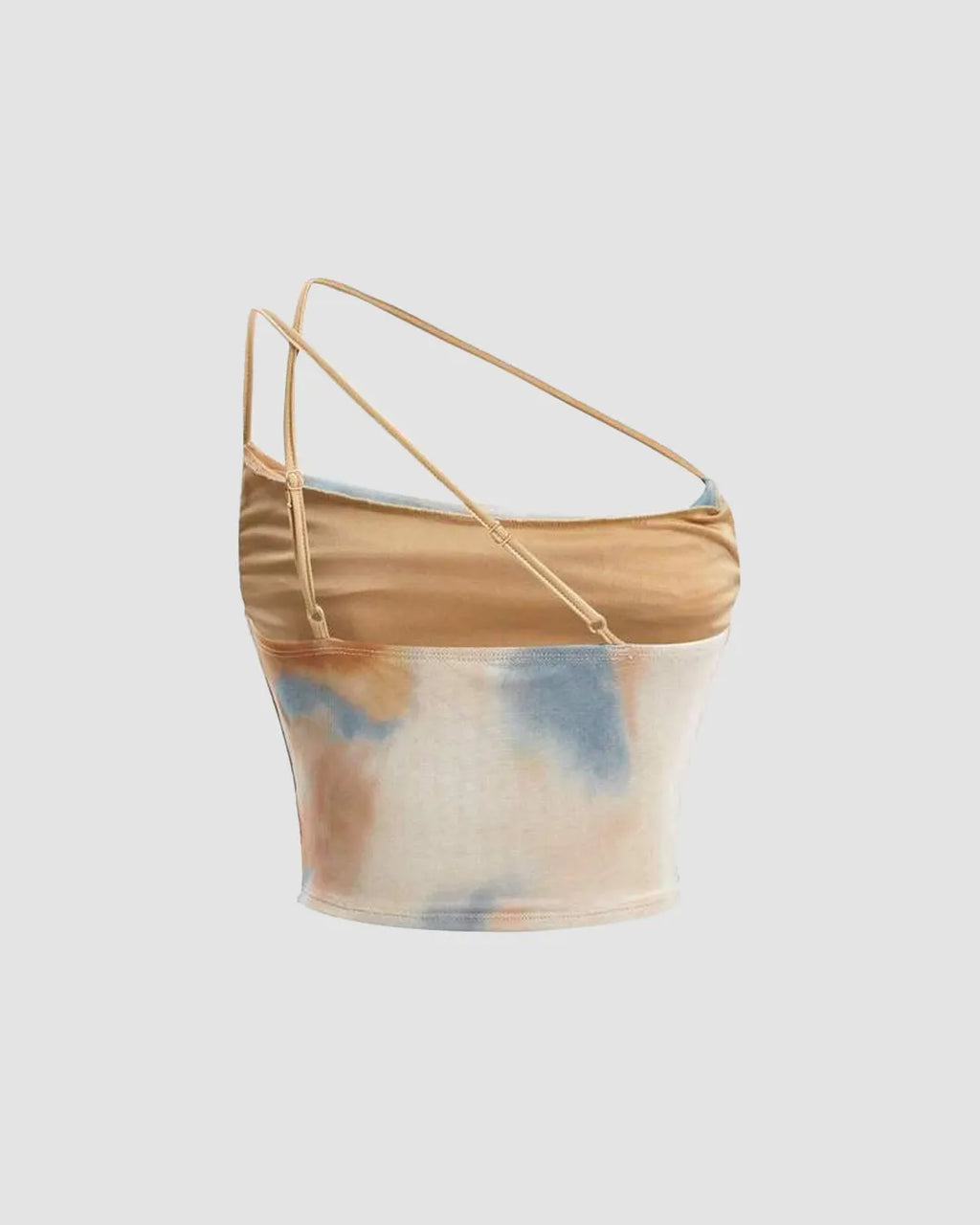 Sheer Mesh Abstract Print Strap Top in Multi