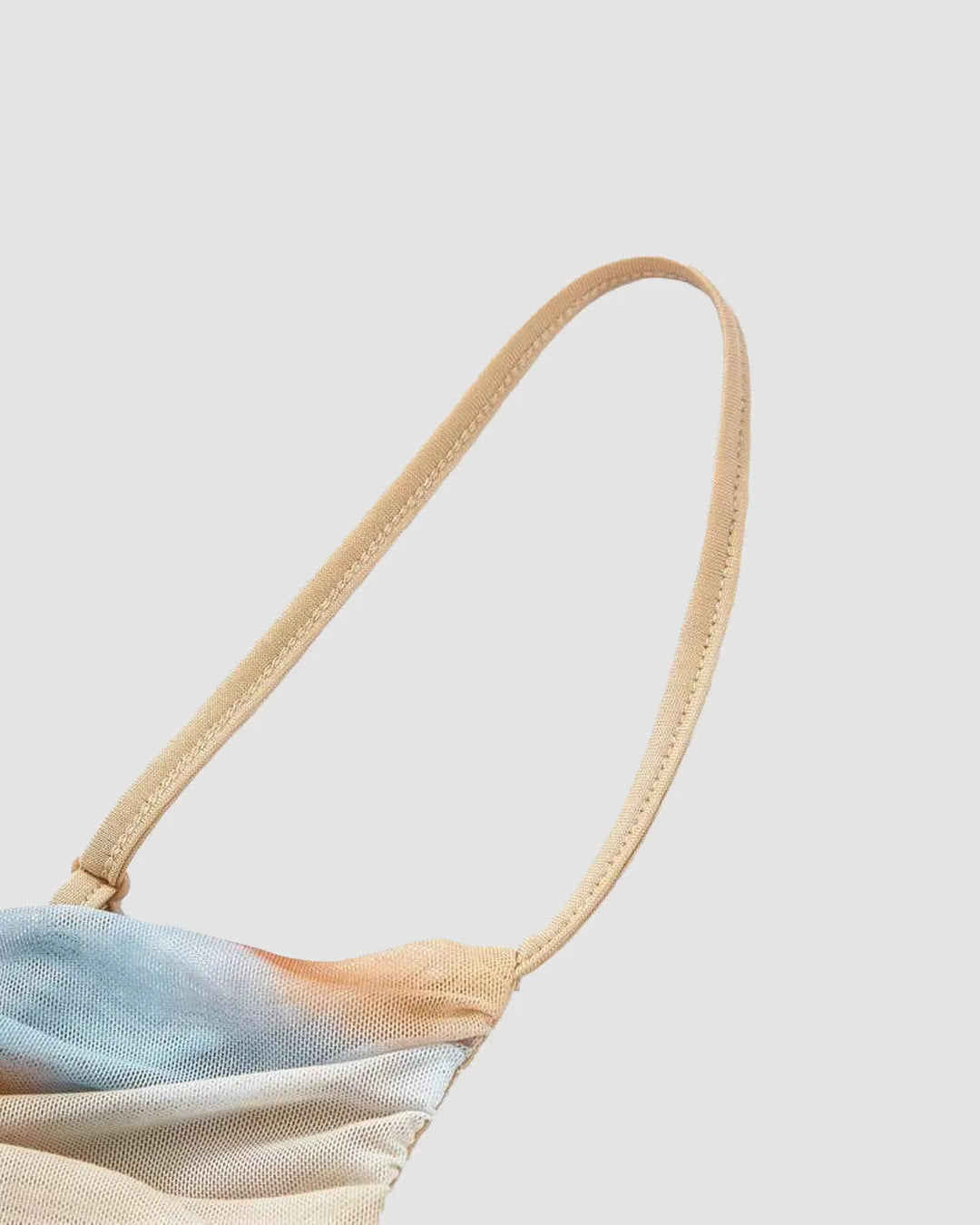 Sheer Mesh Abstract Print Strap Top in Multi